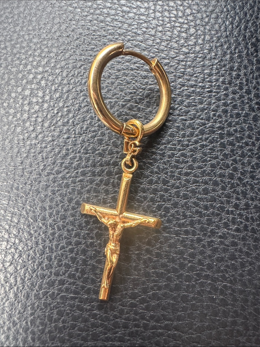 Dolce & Gabbana Gold Crucifix Hoop Earring